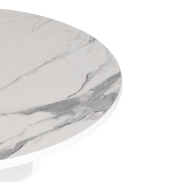 Стол MANZANA ЛДСП/HPL/металл, 100 х 100+30 х 75 см, Мрамор светлый/чёрный фото № 9