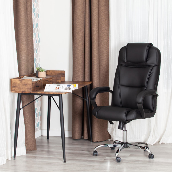 Кресло Easy Chair Priority хром кож/зам, черный, 36-6 фото № 16