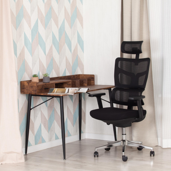 Кресло MESH-11HR ткань/сетка, черный фото № 21