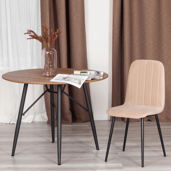 Стул ARC  Велюр/металл , 46 х 52 х 88 см, бежевый/черный фото № 9