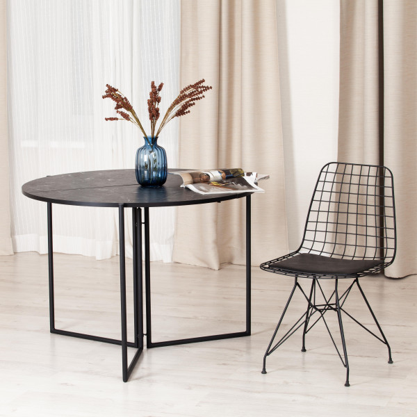 Стол складывающийся YOOP (mod. 1202) ЛДСП+меламин/металл, 100 х 100 х 72 см, чёрный мрамор/чёрный фото № 6