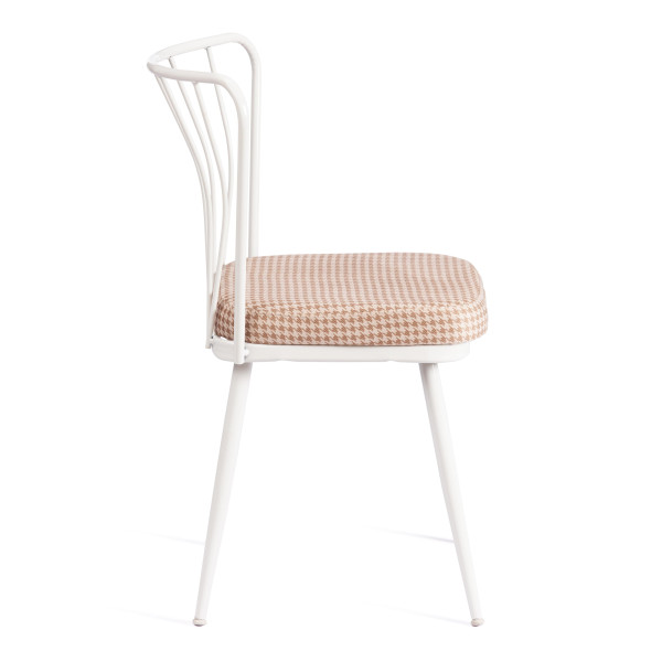 Стул YANIS (mod. 983) металл/ткань,  42.5 х 50.5 х 82.5 см, бело-коричневая клетка фото № 2
