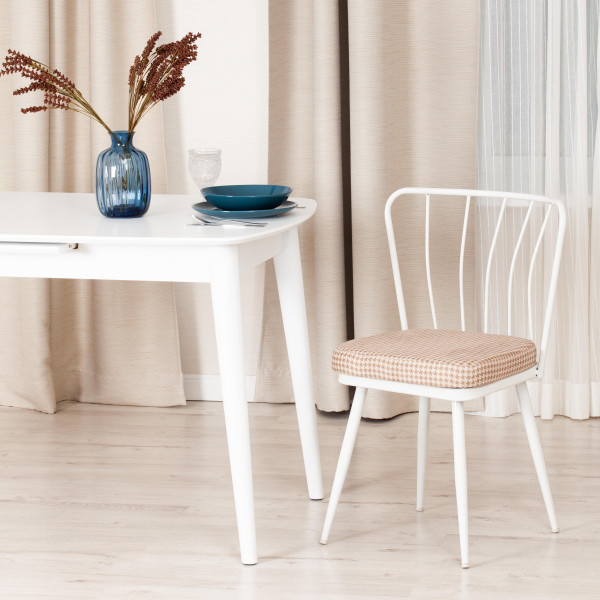 Стул YANIS (mod. 983) металл/ткань,  42.5 х 50.5 х 82.5 см, бело-коричневая клетка фото № 10