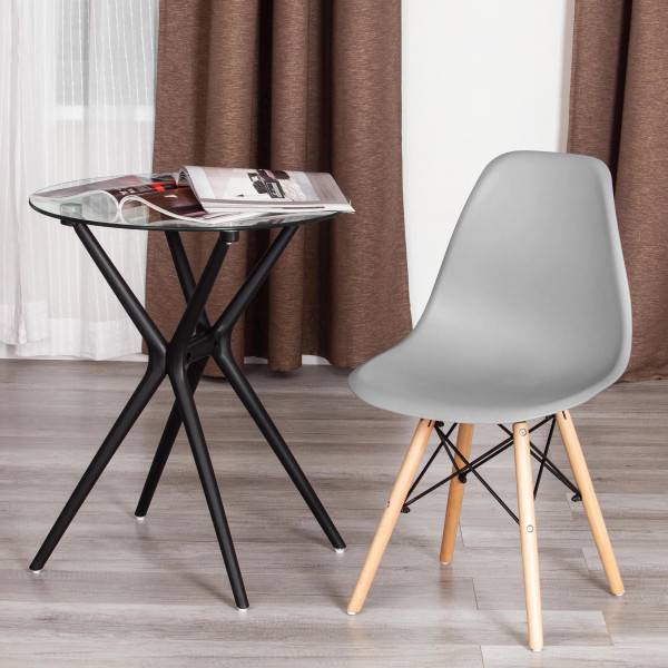 Стул CINDY (EAMES) (mod. 1801) дерево бук/металл/сиденье пластик, 45x51x82 см, Light grey (светло-серый) фото № 9