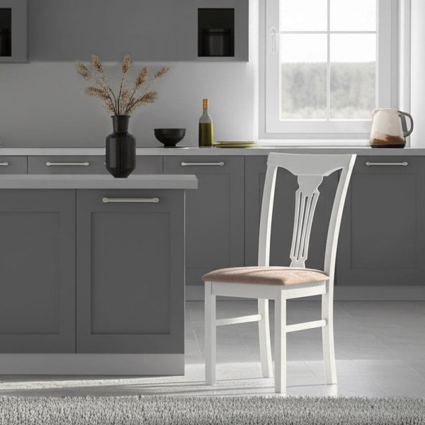 Стул - Гермес/ Hermes дерево гевея, 43х49х94см, Ivory white, ткань серая (TM-164) фото № 9