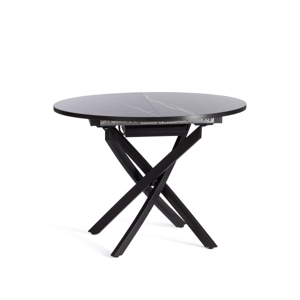 Стол MANZANA ЛДСП/HPL/металл, 100 х 100+30 х 75 см, Мрамор чёрный/чёрный фото № 2