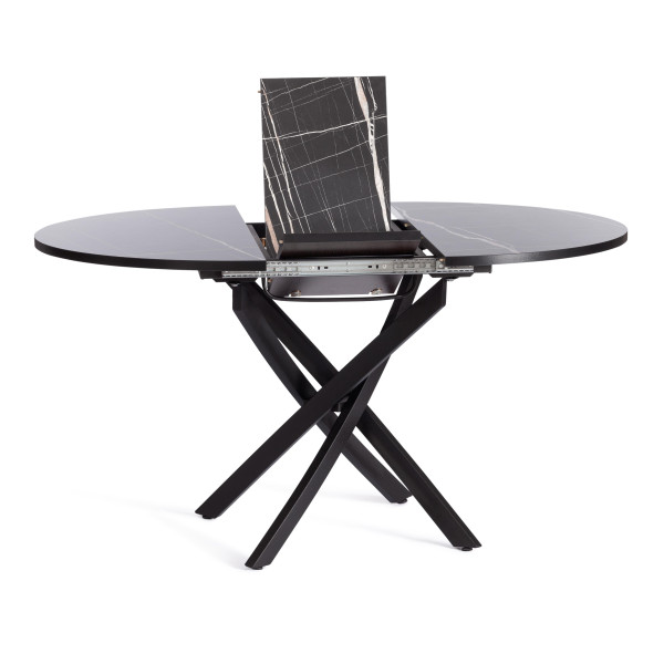 Стол MANZANA ЛДСП/HPL/металл, 100 х 100+30 х 75 см, Мрамор чёрный/чёрный фото № 4