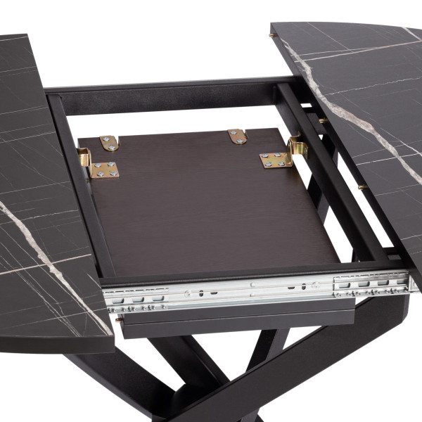 Стол MANZANA ЛДСП/HPL/металл, 100 х 100+30 х 75 см, Мрамор чёрный/чёрный фото № 7