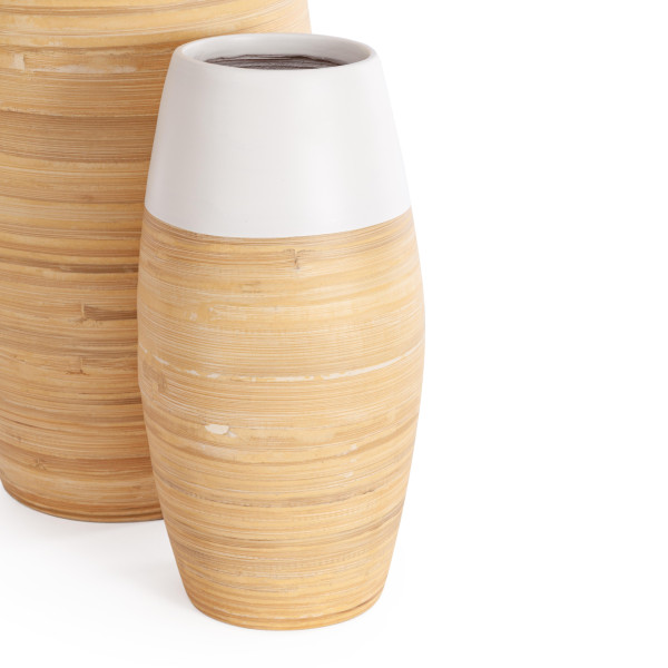 Набор ваз Secret De Maison VINA ( mod. LS-0182 )  бамбук, 22 х 22 х 50 см , 20х 20 х 40 см, 15 х 15 х 30 см, белый/бежевый фото № 3