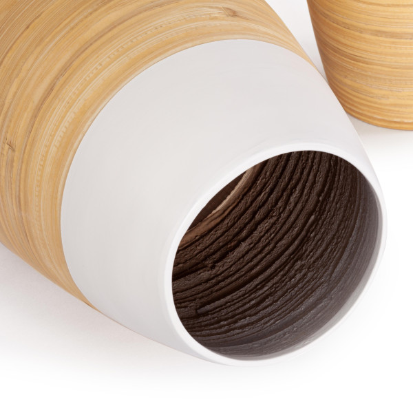 Набор ваз Secret De Maison VINA ( mod. LS-0182 )  бамбук, 22 х 22 х 50 см , 20х 20 х 40 см, 15 х 15 х 30 см, белый/бежевый фото № 4