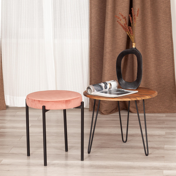 Табурет REVO (mod. 7034) ткань/металл, 44 х 44 х 47 см, коралловый barkhat 15 /черный фото № 5