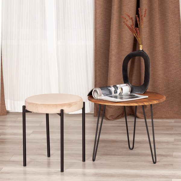 Табурет REVO (mod. 7034) ткань/металл, 44 х 44 х 47 см, бежевый barkhat 5/черный фото № 5