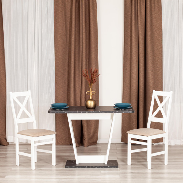 Стол обеденный TIBI нераздвижной ЛДСП, 68,6 х 110 х 75 см, Мрамор черный/Белый фото № 8