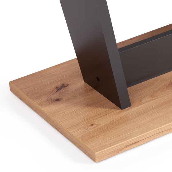 Стол обеденный FOX раздвижной ЛДСП, 68.6x110-145x75 см, Дуб артисан/Графит фото № 13