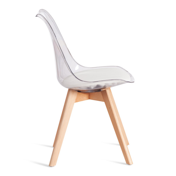 Стул TULIP (mod. 73-1) дерево/пластик/экокожа, 47,5x55x80 см, Прозрачный (Transparent) фото № 2