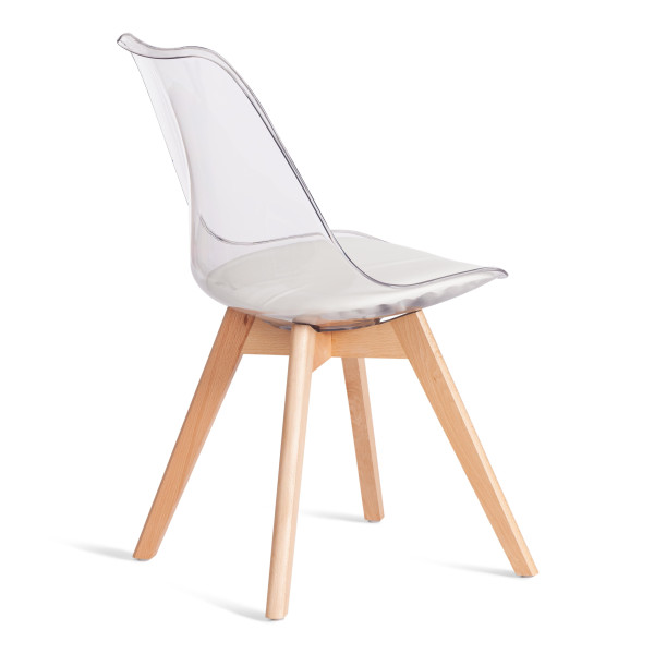 Стул TULIP (mod. 73-1) дерево/пластик/экокожа, 47,5x55x80 см, Прозрачный (Transparent) фото № 3