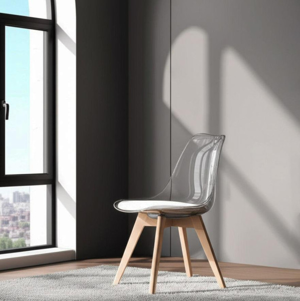 Стул TULIP (mod. 73-1) дерево/пластик/экокожа, 47,5x55x80 см, Прозрачный (Transparent) фото № 10