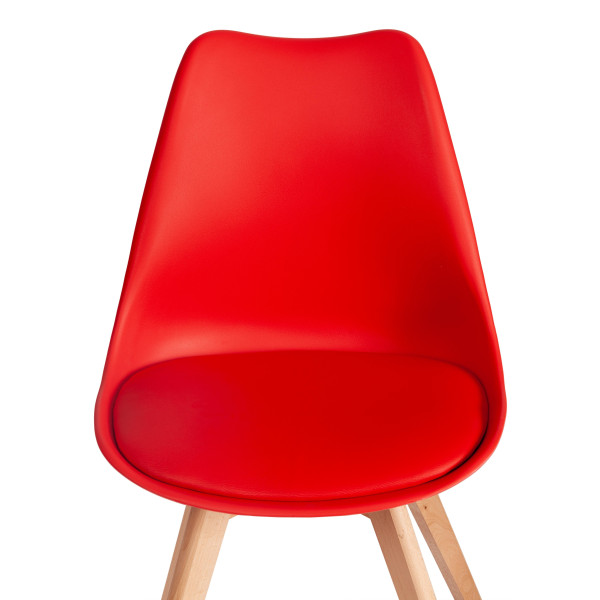 Стул TULIP (mod. 73-1) дерево/пластик/экокожа, 47,5x55x80 см, Красный (Red) фото № 6