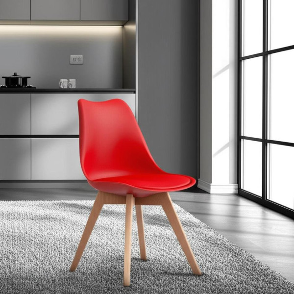 Стул TULIP (mod. 73-1) дерево/пластик/экокожа, 47,5x55x80 см, Красный (Red) фото № 10