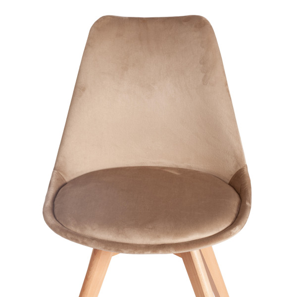 Стул TULIP SOFT (mod. 053V) дерево/пластик/вельвет, 49,5 x 54,5 x 84 см, Бежевый (HLR 12)/натуральный фото № 6