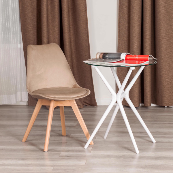 Стул TULIP SOFT (mod. 053V) дерево/пластик/вельвет, 49,5 x 54,5 x 84 см, Бежевый (HLR 12)/натуральный фото № 10