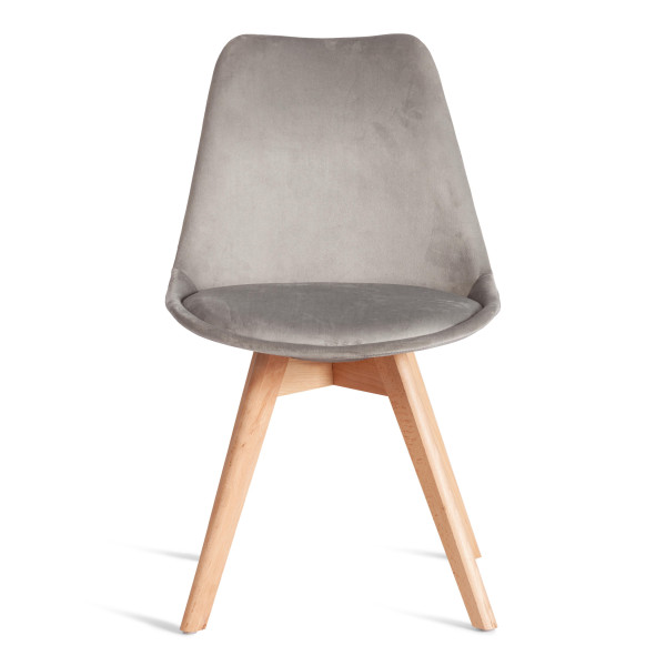 Стул TULIP SOFT (mod. 053V) дерево/пластик/вельвет, 49,5 x 54,5 x 84 см, Светло-серый (HLR 39)/натуральный фото № 5