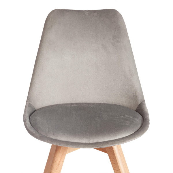 Стул TULIP SOFT (mod. 053V) дерево/пластик/вельвет, 49,5 x 54,5 x 84 см, Светло-серый (HLR 39)/натуральный фото № 6