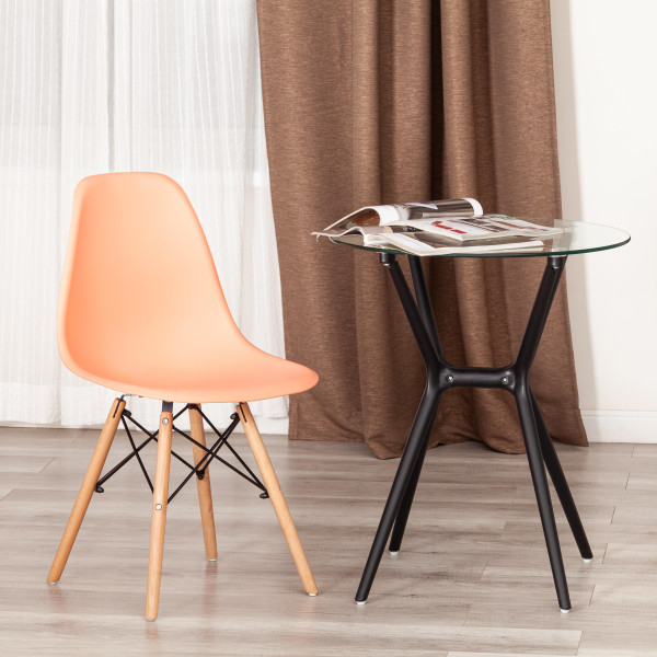 Стул CINDY (EAMES) (mod. 1801) дерево бук/металл/сиденье пластик, 45x51x82 см, Orange (Оранжевый) фото № 9