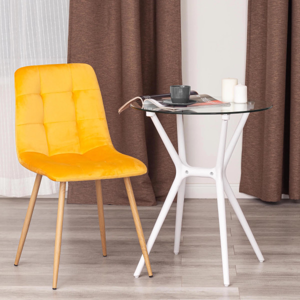 Стул CHILLY (mod. 7094-1) вельвет/металл, 44,5х52,5х86 см, yellow (желтый) HLR41 / натуральный фото № 9