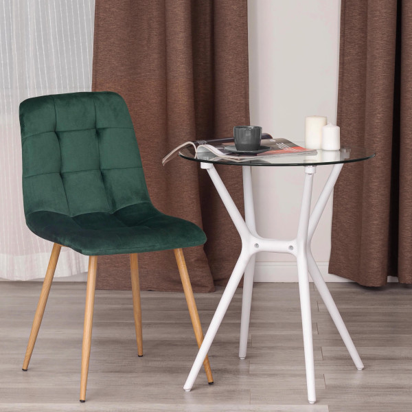 Стул CHILLY (mod. 7094-1) вельвет/металл, 44,5х52,5х86 см, dark green (темно-зеленый) HLR57 / натуральный фото № 9