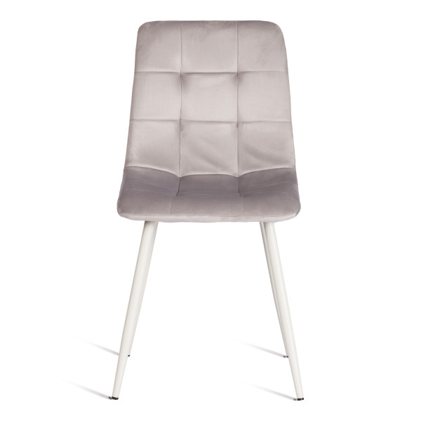 Стул CHILLY (mod. 7094-1) вельвет/металл, 44,5х52,5х86 см, light grey (светло-серый) HLR14 / белый фото № 5