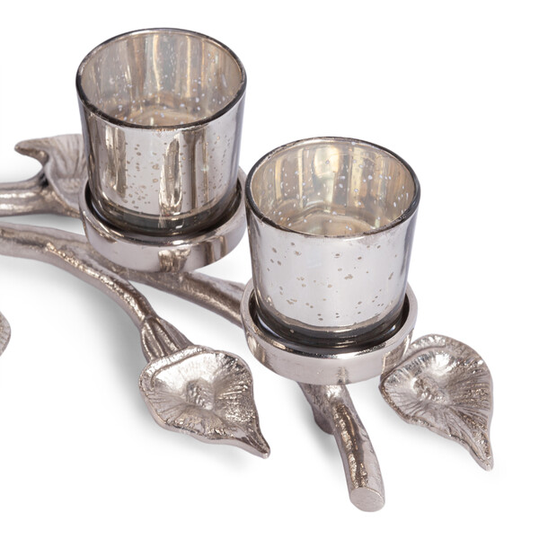 Подсвечник Secret De Maison LEAF4 ( mod. 9382 ) алюминиевый сплав, 40,5x18x6,5 см, никель/nickel фото № 3