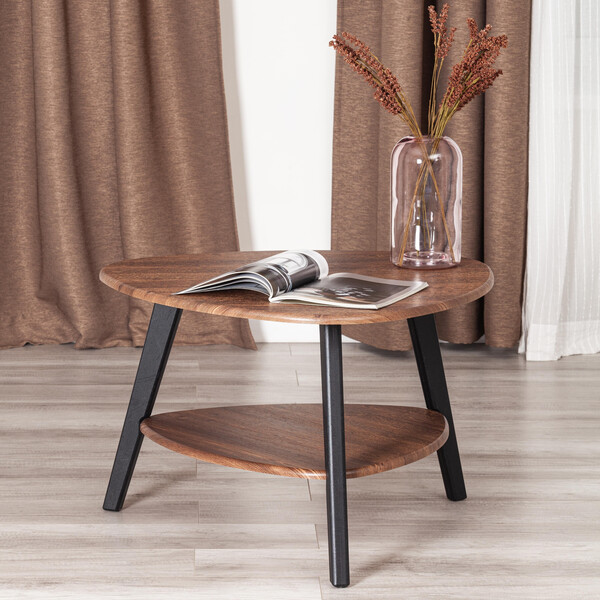 Журнальный стол FABIO мдф, 77х78х50 см, орех кантри/чёрный фото № 6