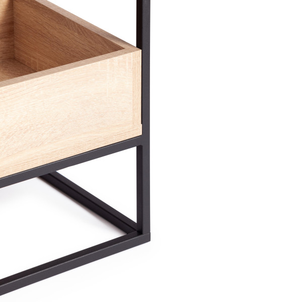 Журнальный стол Eclipse ЛДСП 16мм, стекло 4мм, металл 15x15мм, 60*60*46 см, Сонома/черный фото № 5