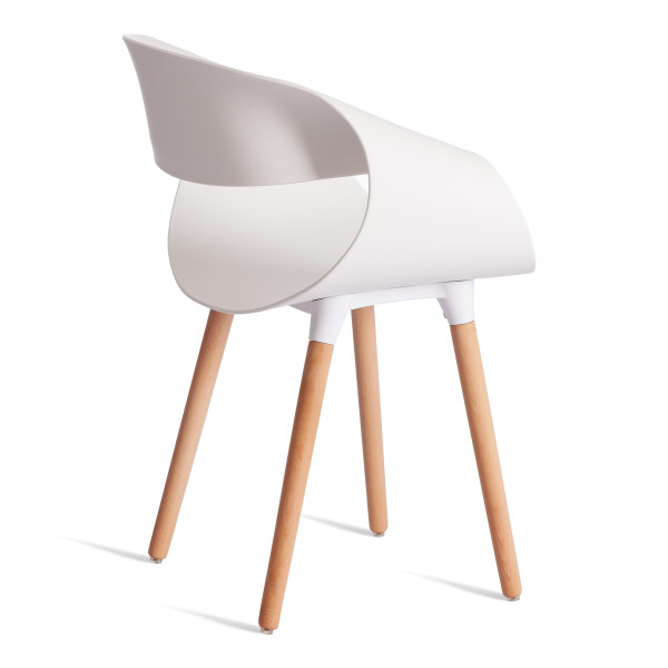 Стул QXX (mod. C1058-1) пластик/дерево, 60 х 53 х 81 см, White (Белый) 70029/ натуральный фото № 3