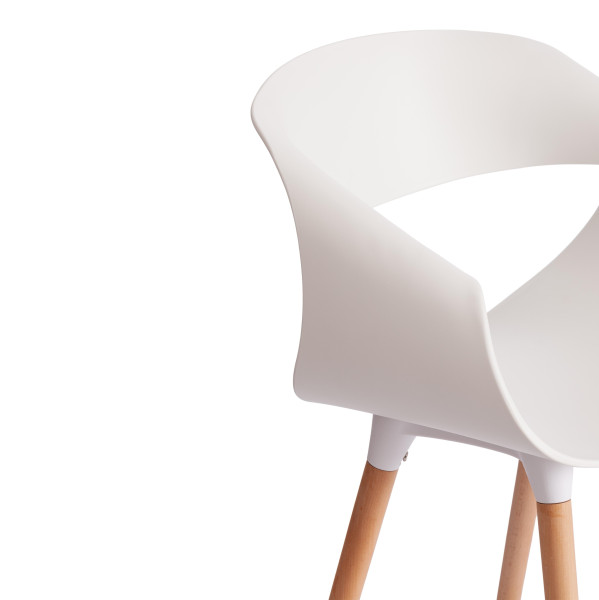 Стул QXX (mod. C1058-1) пластик/дерево, 60 х 53 х 81 см, White (Белый) 70029/ натуральный фото № 7
