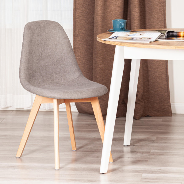 Стул CINDY SOFT (mod. C1021F1-1) вельвет/дерево бук, 55 х 48 х 83 см, Grey (серый) LY1701-26 / натуральный фото № 9