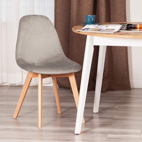 Стул CINDY SOFT (mod. C1021F1-1) велюр/дерево бук, 55 х 48 х 83 см, Light grey (светло-серый) HLR39 / натуральный фото № 10