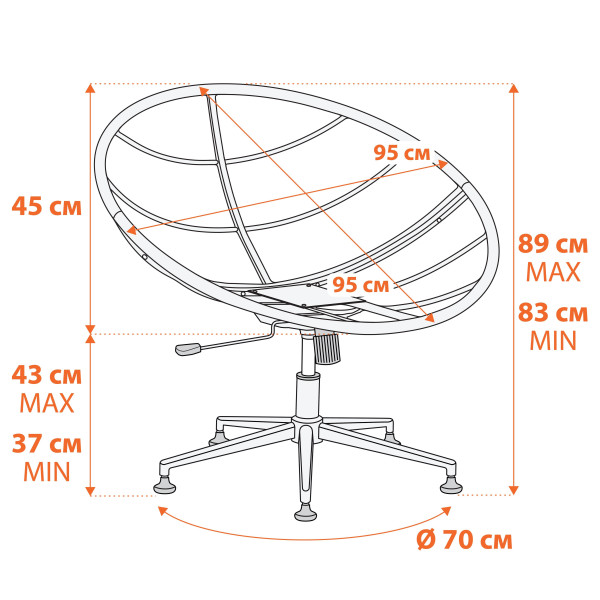 Кресло CLOUDE рогожка/металл, 97х98х90-96см, серо-бежевый, 3M 16/2 фото № 17