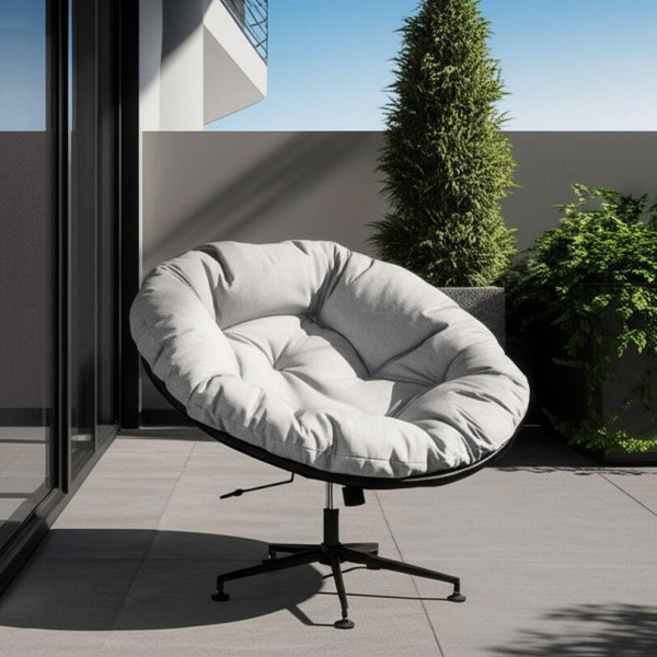 Кресло CLOUDE рогожка/металл, 97х98х90-96см, серо-бежевый, 3M 16/2 фото № 16