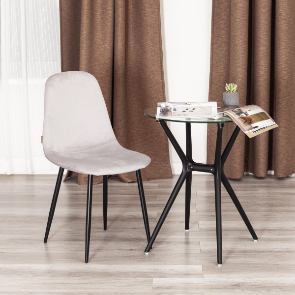 Стул BREEZE (mod. JSC-58) Велюр/металл , 44 х 53 х 86 см, Light grey (светло-серый) HLR14 / черный фото № 10