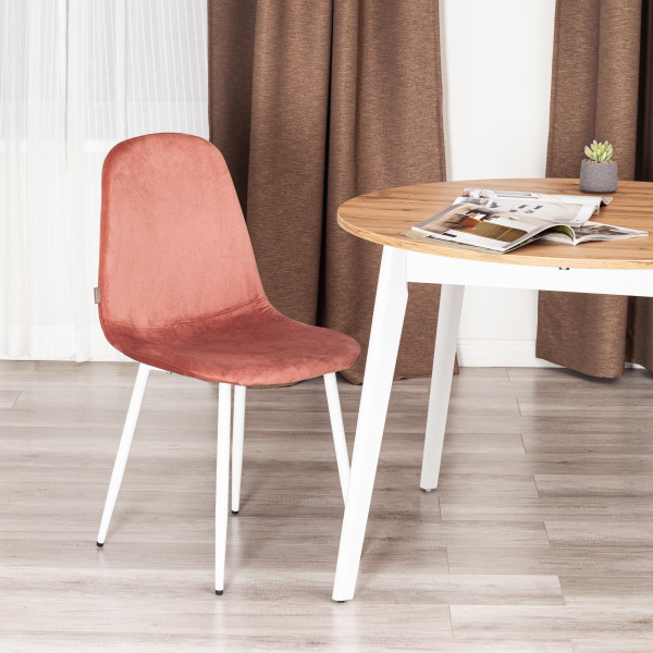 Стул BREEZE (mod. JSC-58) Велюр/металл , 44 х 53 х 86 см, Coral (коралловый) HLR44 / белый фото № 10