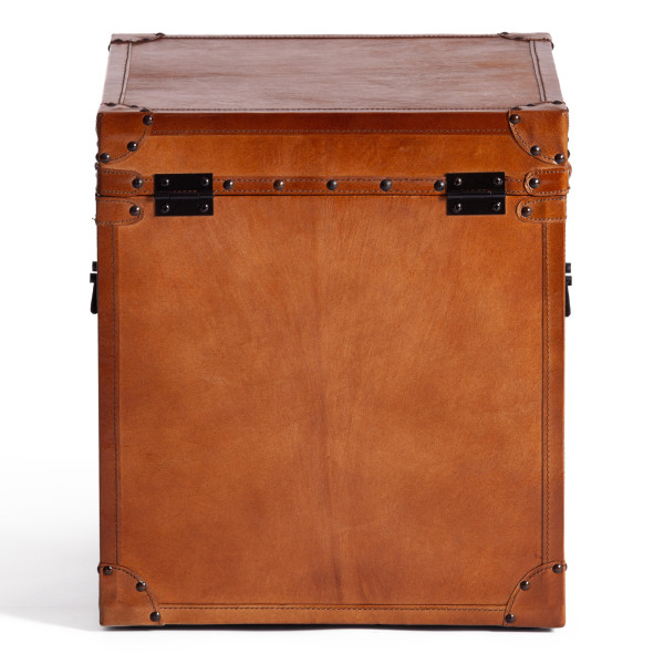 Столик - сундук Secret De Maison TRUNK ( mod. 2008 ) дерево манго/кожа буйвола, 40 х 40 х 45 см, Античный светлый фото № 6
