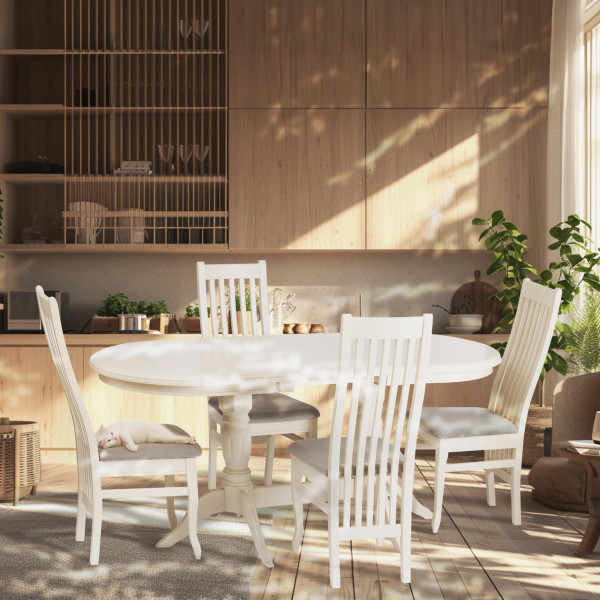 Стол COPPOLA бук, мдф, 140+40x80x77см, Ivory white фото № 17