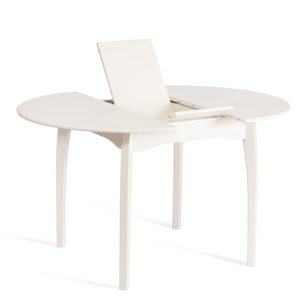 Стол DIAMANTE круглый бук, мдф, шпон дуба, 100 х 100+30 х 75 см, Ivory white фото № 6