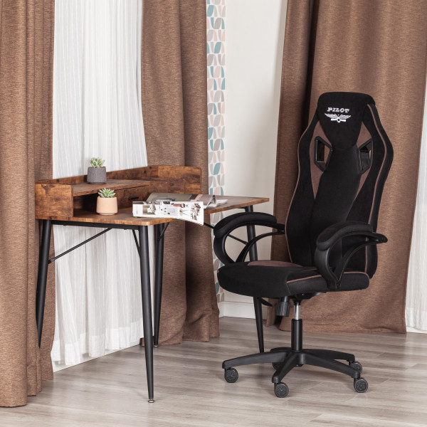 Кресло PILOT (24) флок/ткань, черный/черный/коричневый, 35/TW-11/6 фото № 13