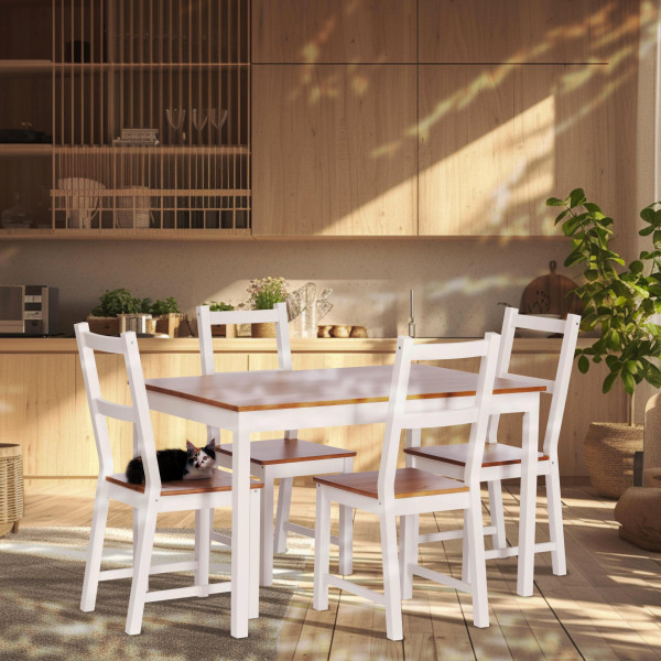 Обеденный комплект Sonata (стол + 4 стула) массив сосны, стол: 120х75х73см  стул :41х50х95см, антик/белый фото № 6