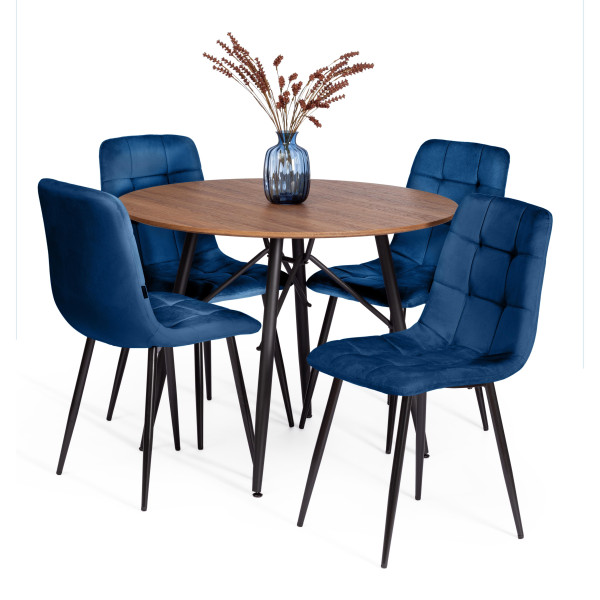 Стул CHILLY (mod. JSC-220) вельвет/металл, 44,5х52,5х88 см, Blue (синий) HLR64 / черный фото № 10