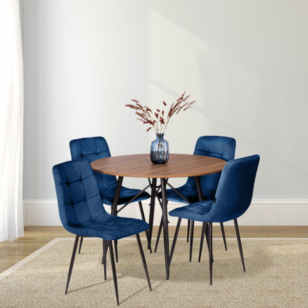 Стул CHILLY (mod. JSC-220) вельвет/металл, 44,5х52,5х88 см, Blue (синий) HLR64 / черный фото № 11