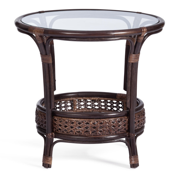 ТЕРРАСНЫЙ КОМПЛЕКТ "PELANGI" (стол со стеклом + 2 кресла) / с подушками / ротанг, кресло 65х65х77см, стол диаметр 64х61см, walnut (грецкий орех) фото № 2